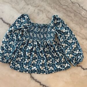 Floral Long Sleeve Smocked Top